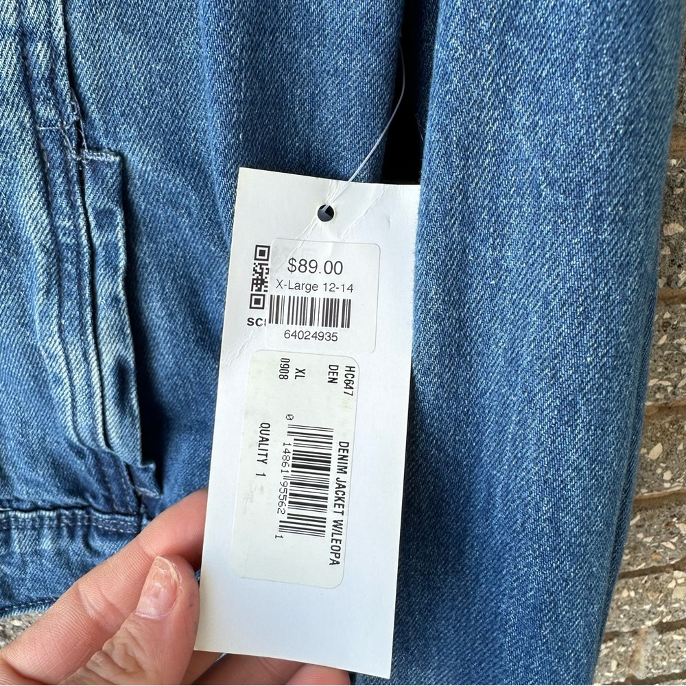 NWT Women’s Scully Fringe Cotton Blend Leopard Cheetah Western Denim Jacket XL - Picture 6 of 13